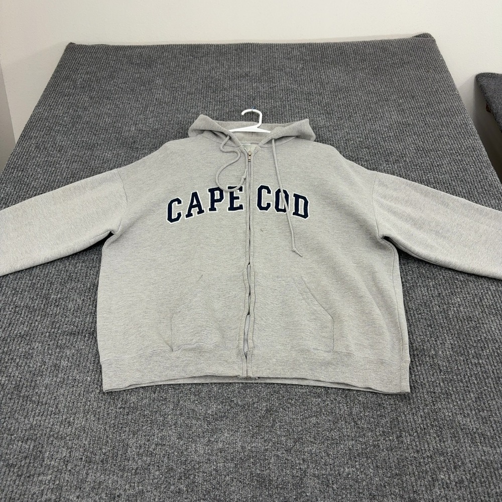 Cape Cod Teemax Hoodie Men XXL Gray Cotton Blend Full Zip Heavyweight Casual